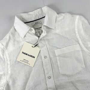 New Mens Thom Aaron 100% Linen Short Sleeve Button Up Shirt Sz Small NWT White